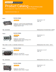 Product Catalog for Peugeot Citro&euml;n Series